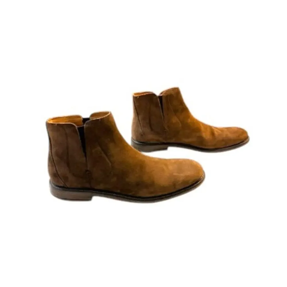John Varvatos Ludlow Chelsea Boots 10.5 Brown Suede Italy MSRP $798 Leather